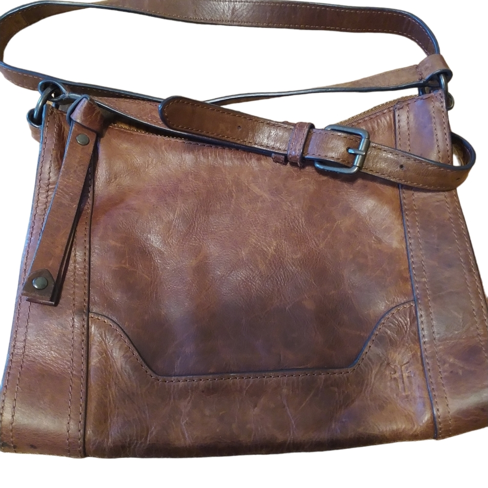 Frye Melissa crossbody brown distressed leather